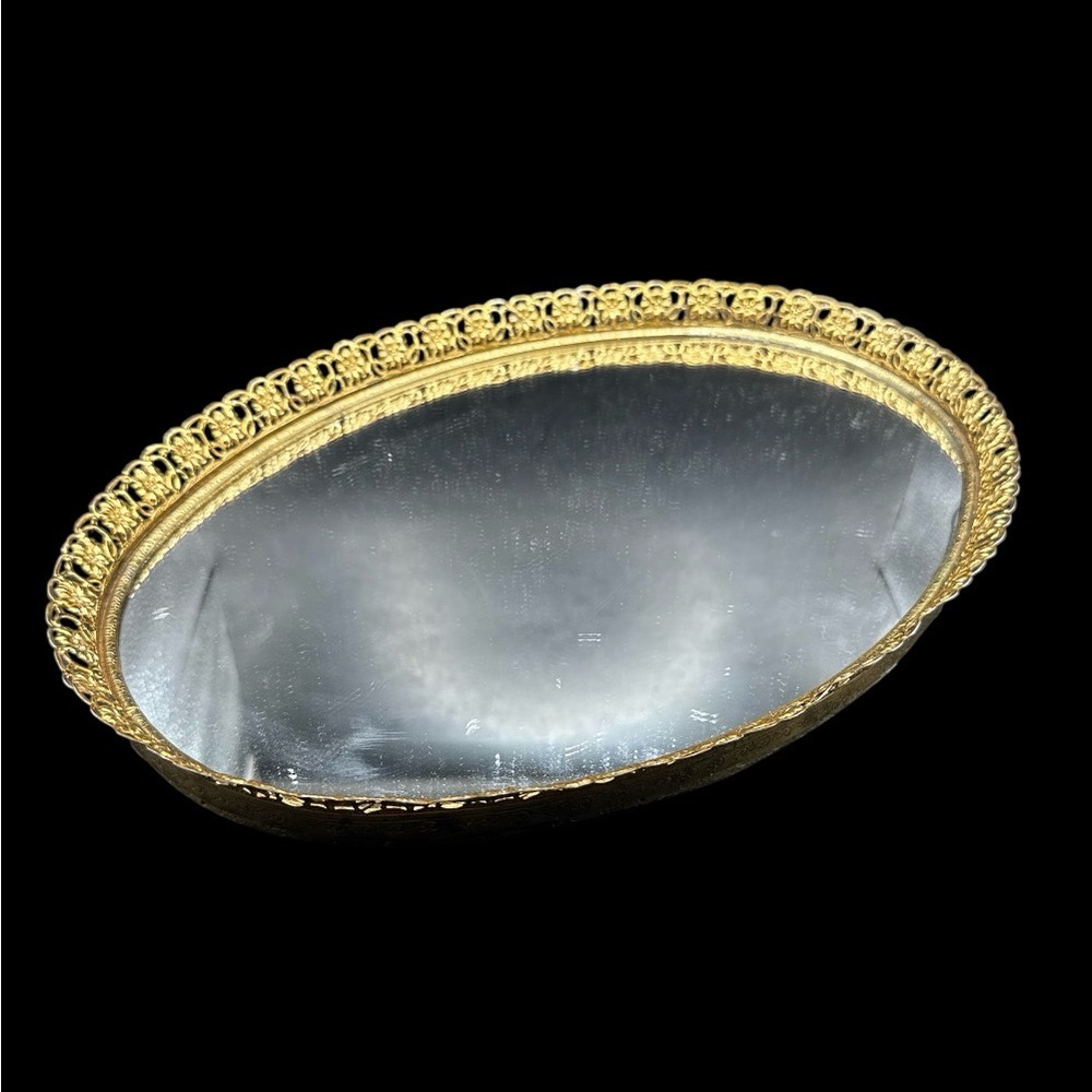 Vintage 1960s Gold Stylebuilt Style Vanity Tray Mirror 14” x 10”